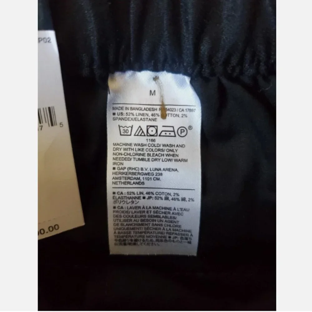 Banana Republic Hayden Wide Leg Linen Blend Pull On Pants Black Size Large NWT